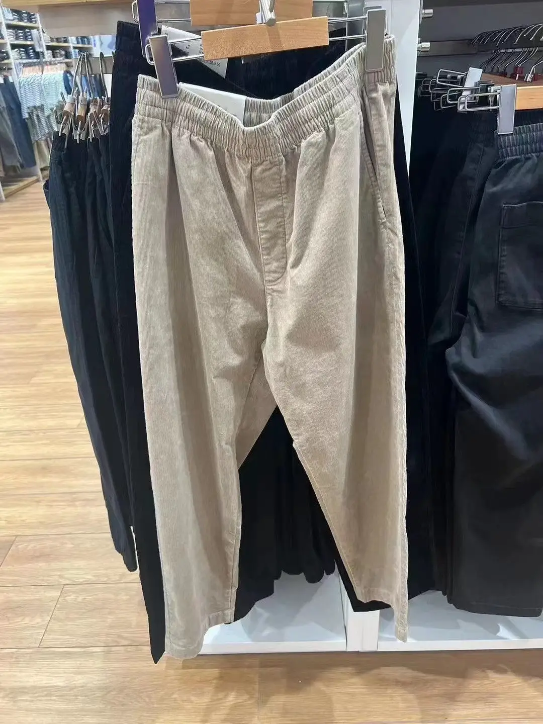 Men's Elastic Cotton Narrow-Leg Pants (Corduroy Casual Trousers, Cropped Pants, Carrot Pants) 461421