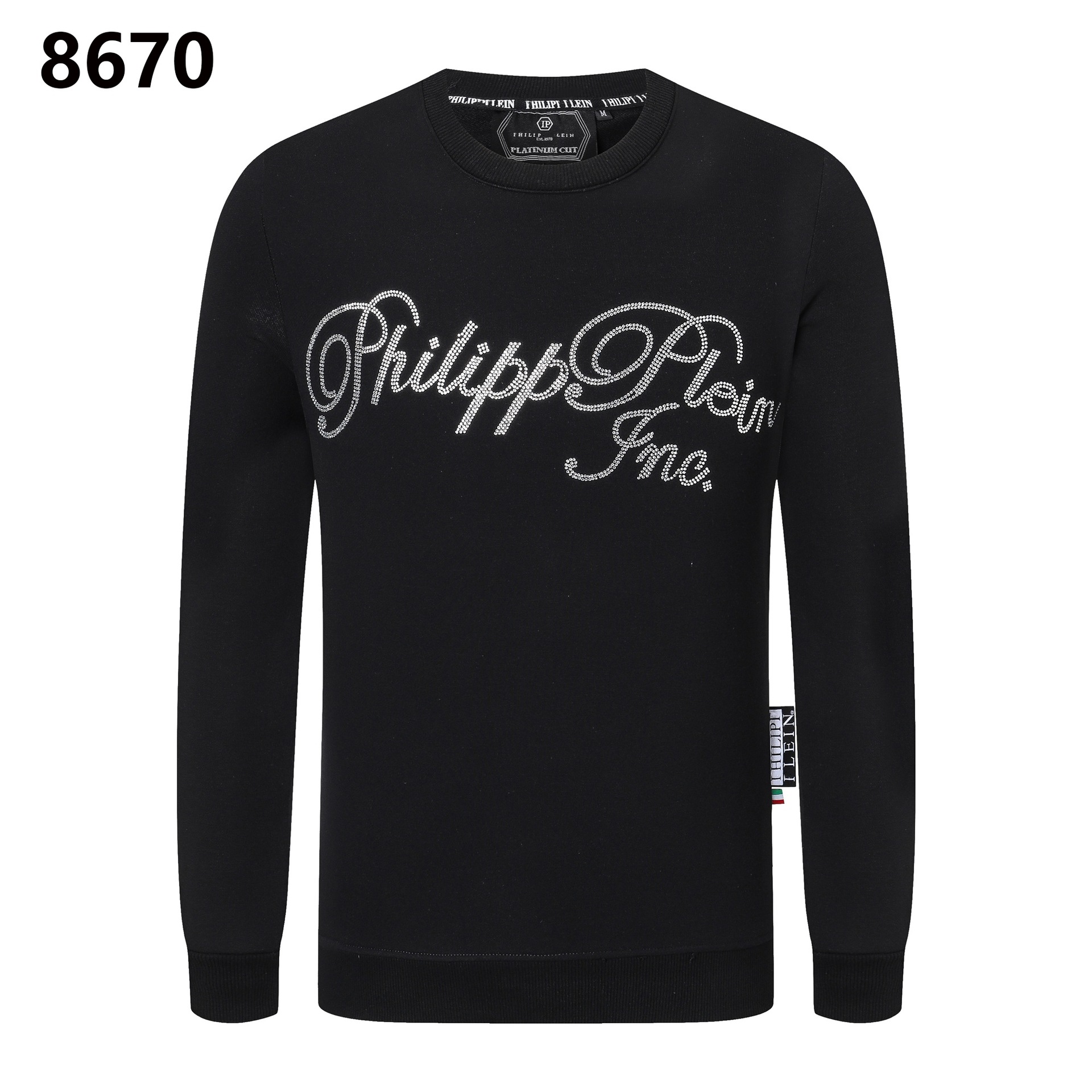 Trendy Brand Philippe Pulan Spring and Autumn New Men's Sweatshirt European and American Street Fashion Hot Drilling Letter Crewneck Sweatshirt Men's Wear