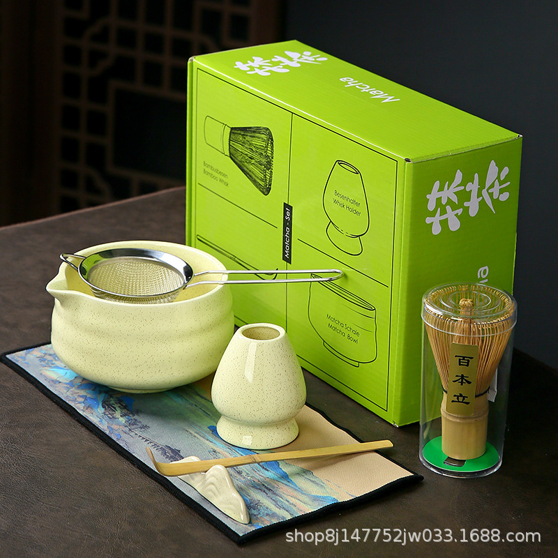 Cross-border Ceramic Matcha Bowl Tea Maker Tool suit Matcha Brush Baibenli Tea Combination Japanese Gift Box