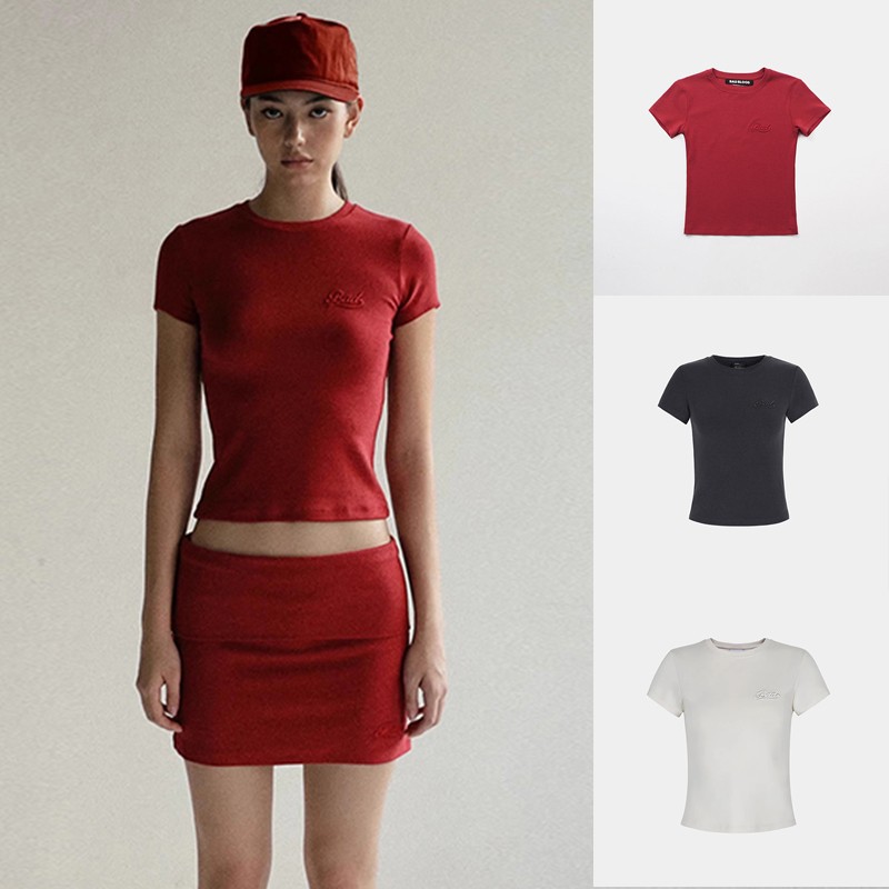 Korean Badblood Bcac Series Short T-Shirt Women's Short-Sleeved American Sexy Niche Simple Embroidered Top