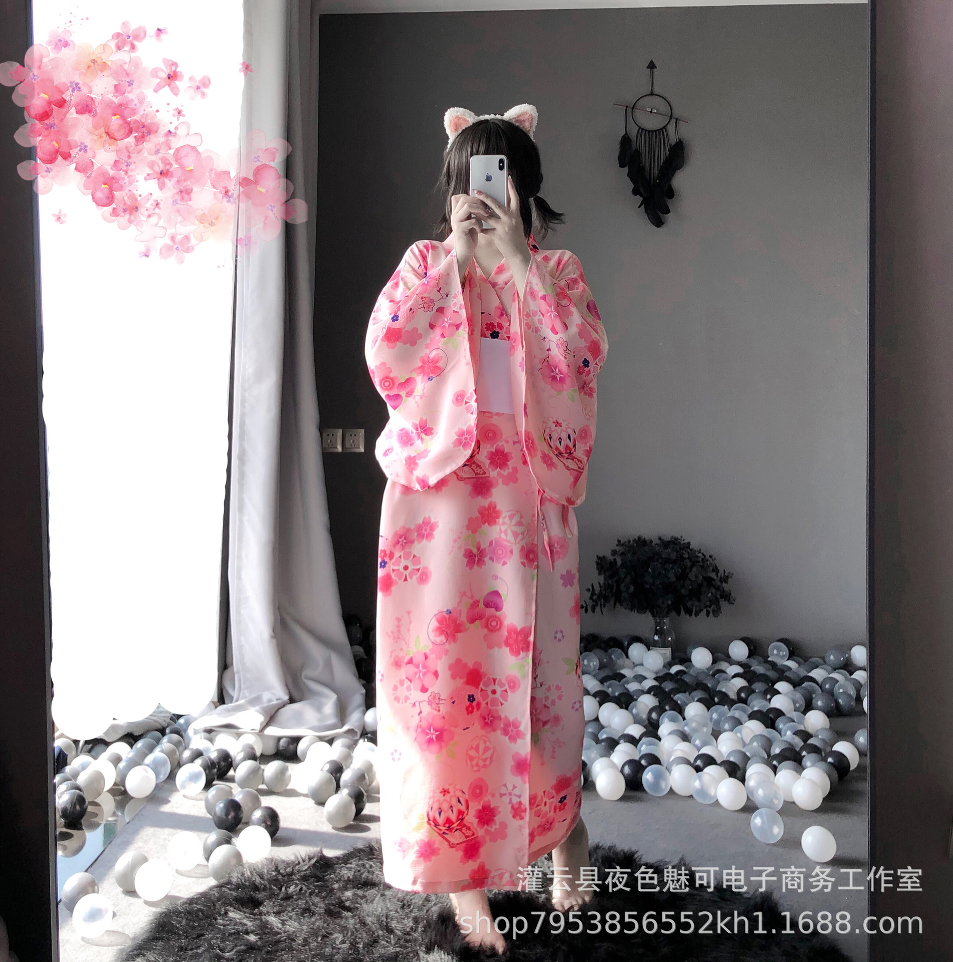 New Sexy Lingerie Uniform Temptation Japanese-Style Game Girl Sexy Long Printed Kimono 1140 Teasing