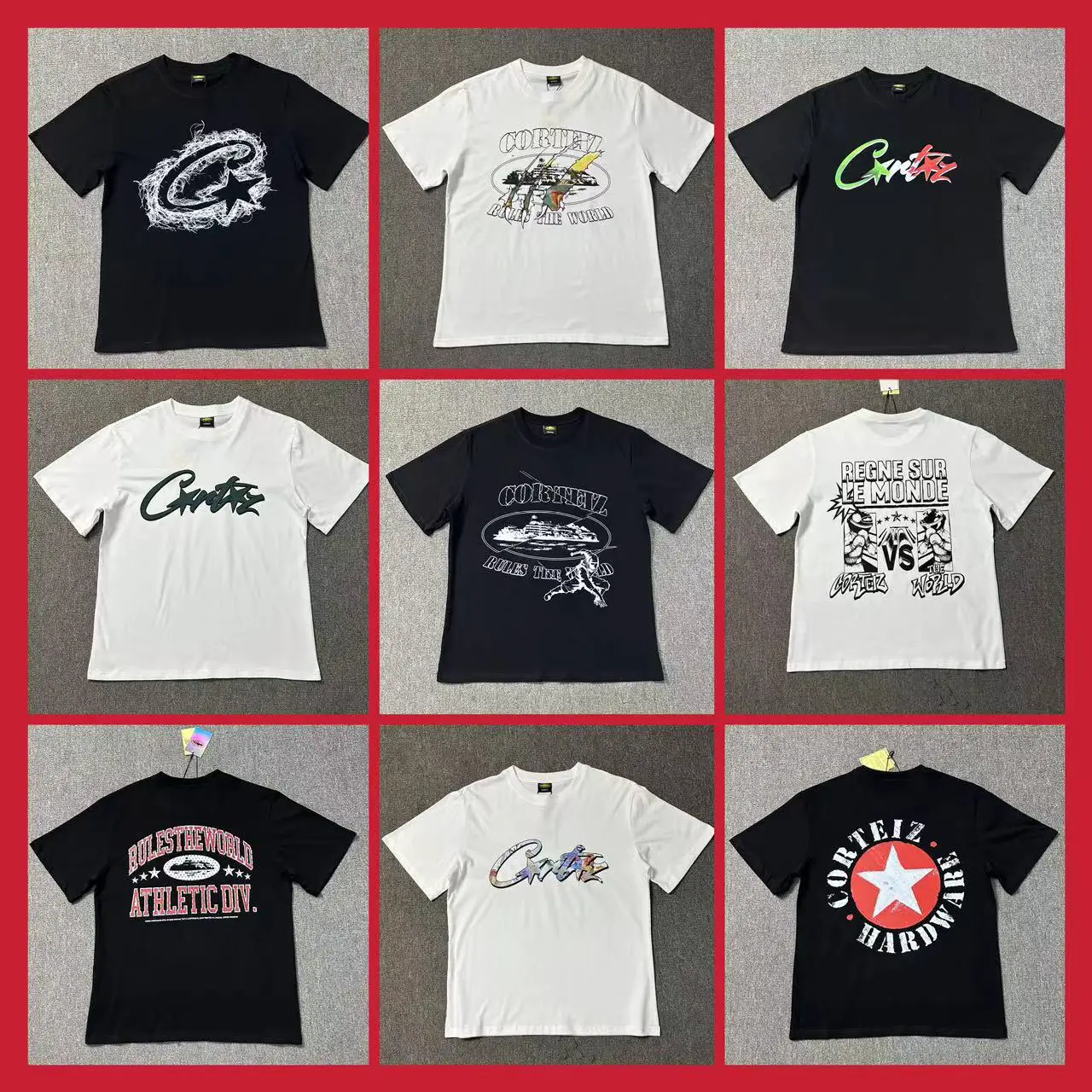 Corteiz Alcatraz Short-Sleeved Street High Street European and American Style Casual Hip-Hop Trendyy Half-Sleeved T-Shirt for Men and Women Couples