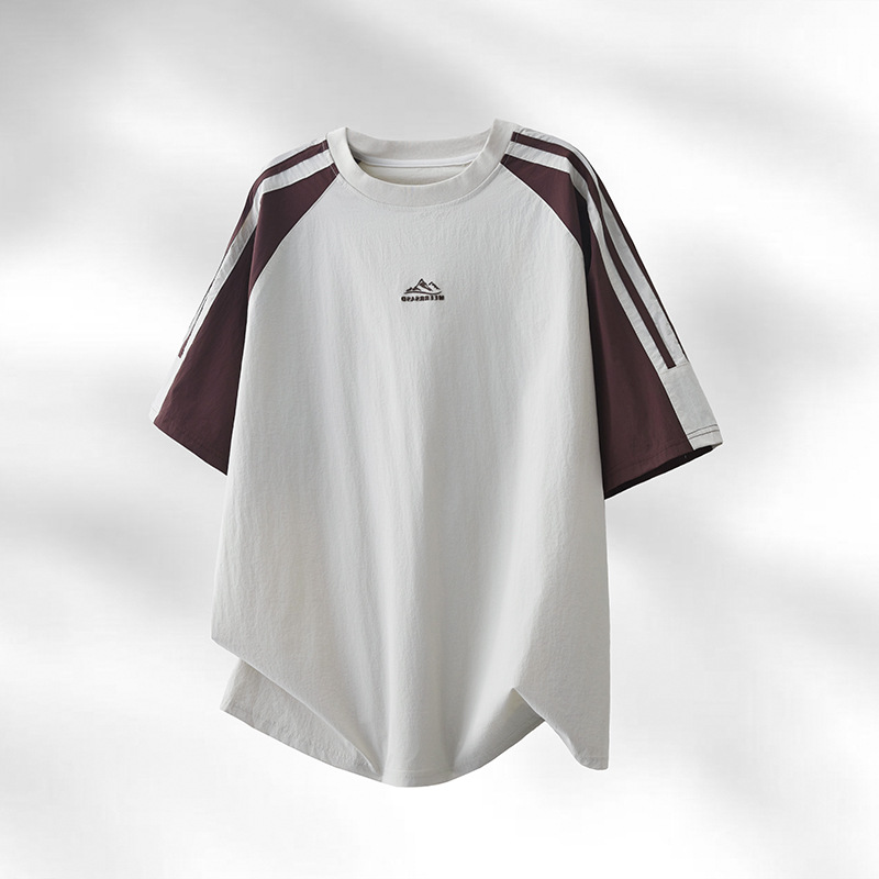 2026 Summer New Loose-Fitting Couple's Short-Sleeve T-Shirt for Men, Trendy High Street Style, Comfortable Heavyweight Three-Stripe Tee