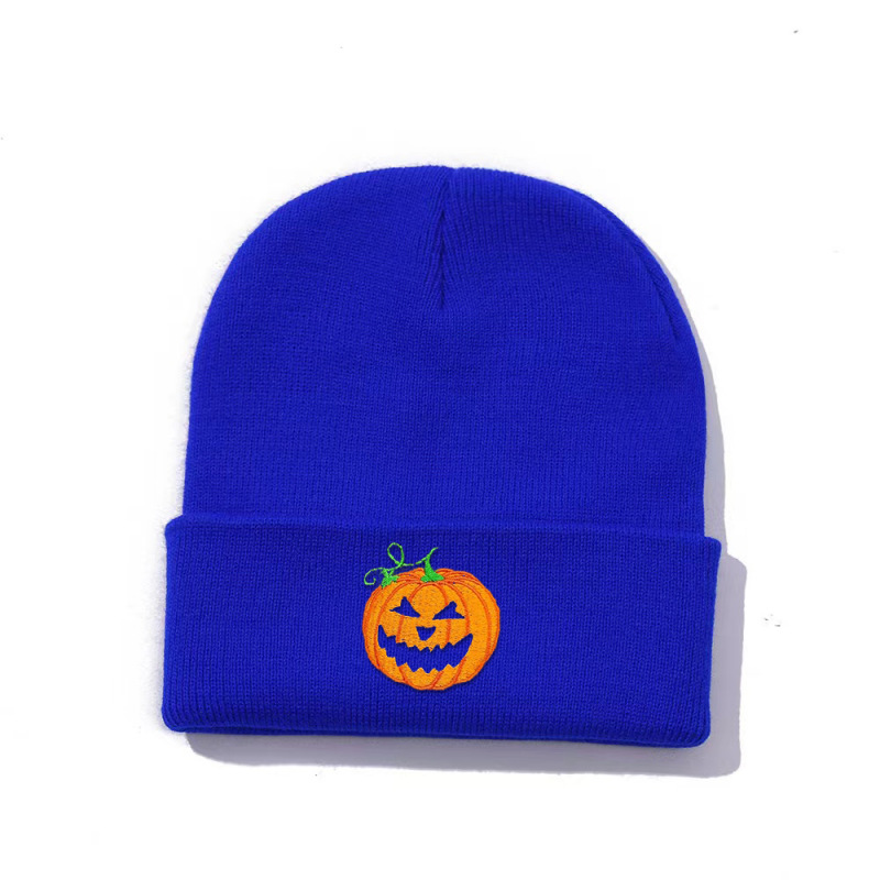Europe and the United States around the hat wool knitted hat cold warm hat wholesale pattern embroidery Halloween pumpkin cross-border