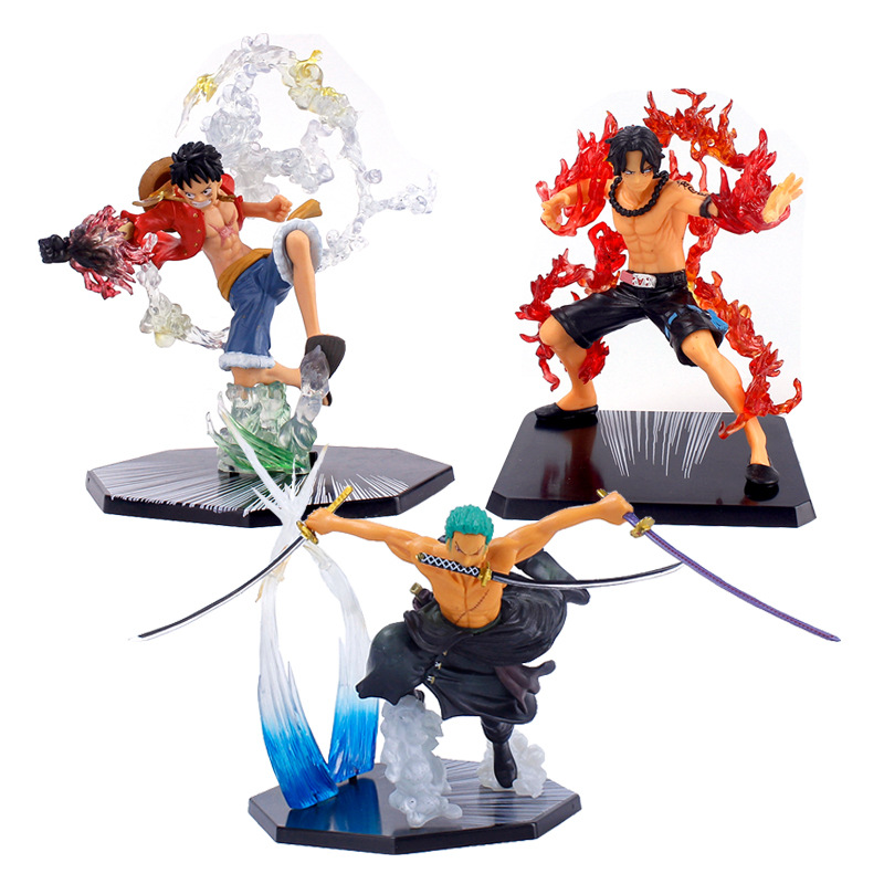 One Piece King of Fire Fist Ace Luffy Ghost Chopping Solon Fighter Hand-made Model Anime Peripheral Ornaments