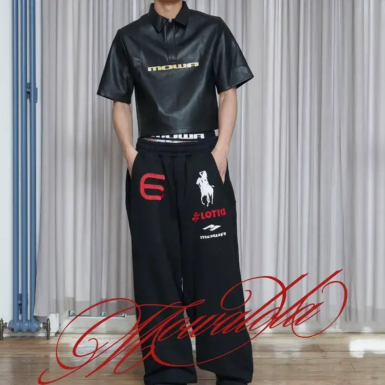 Mowalola Angel War Horse Embroidered American Retro Wide-Leg Jogger Pants Unisex Casual Commuter Trousers