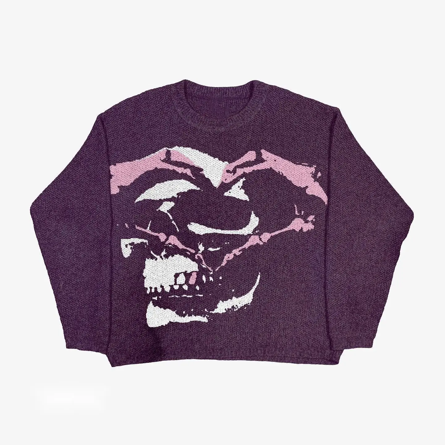 Round-neck loose pullover sweater for the street