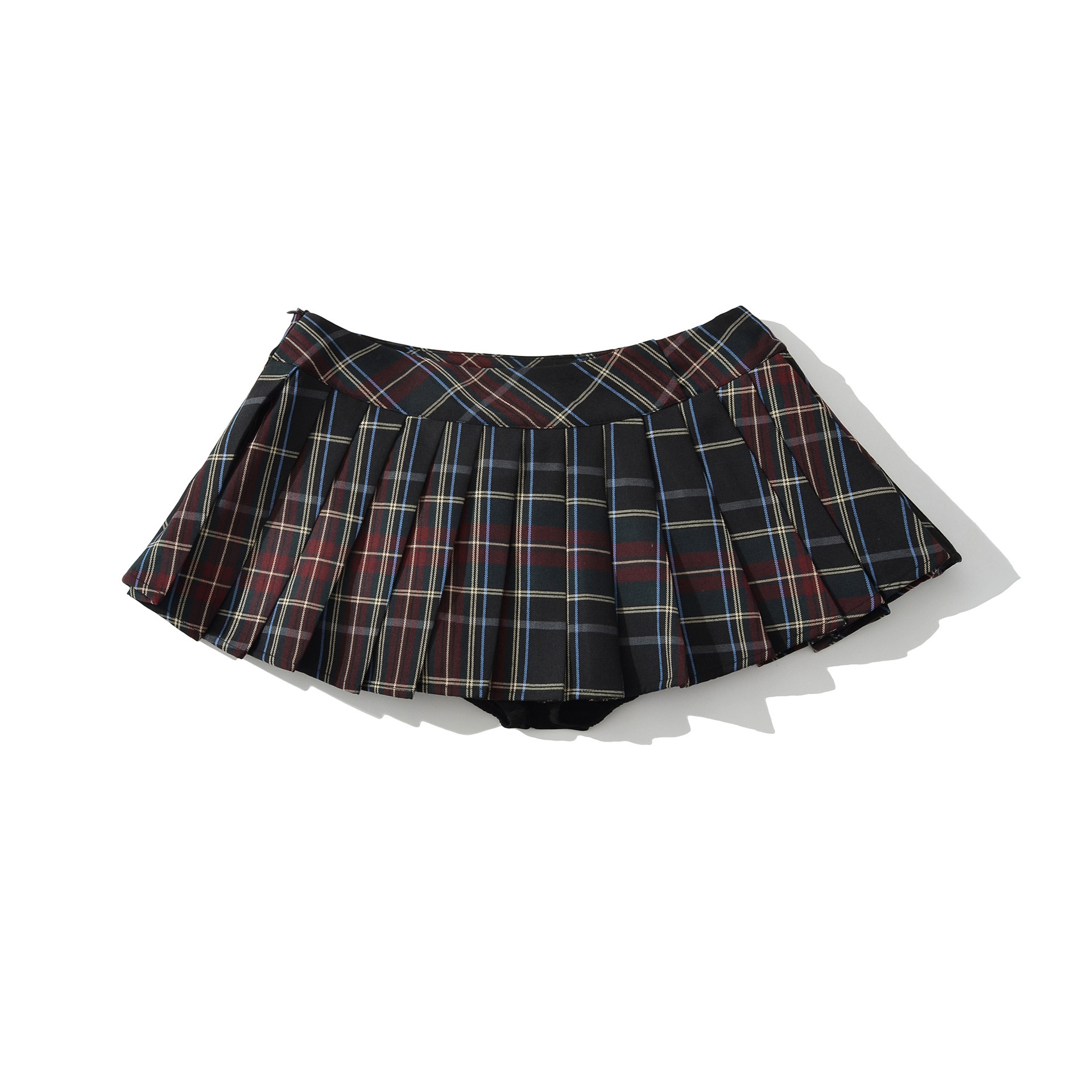 American College Style Low-Waist Buttoned Slit Pleated Skirt for Women, Fashionable Versatile Short Skirt, Plaid Anti-Exposure Tennis Skirt