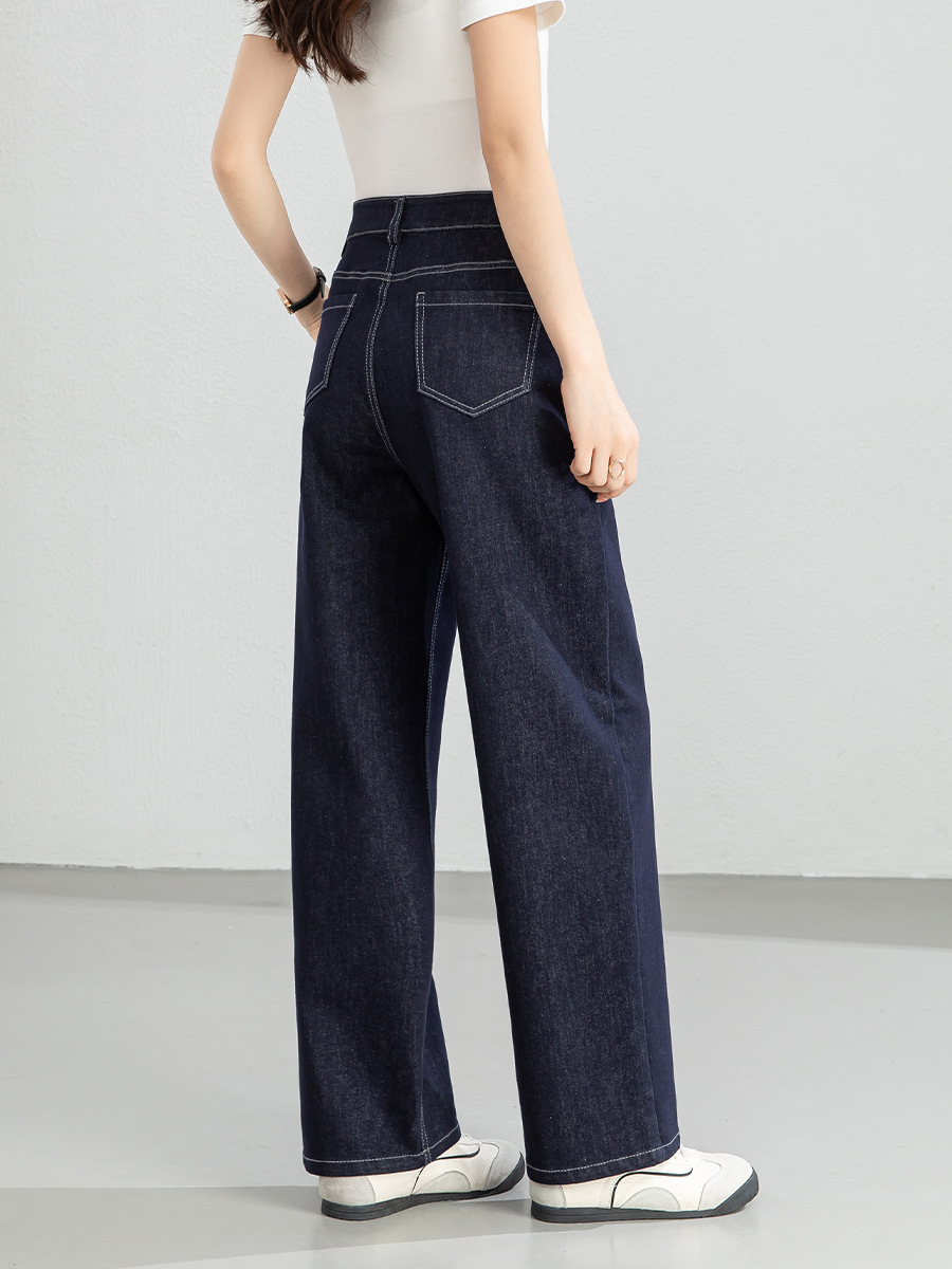Xingge Anti-Fade Denim Wide-Leg Jeans for Women, Spring Thin Style, 2026 New Model, Cropped Casual Straight Pants