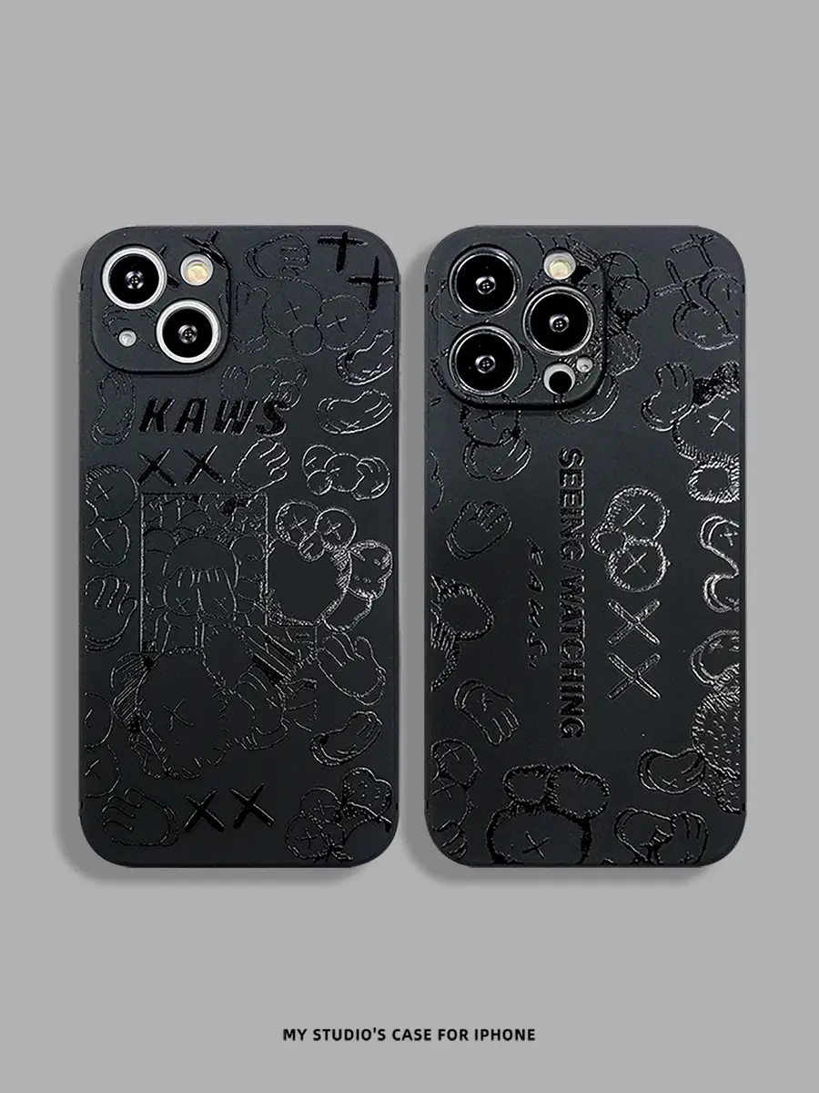 Tide KAWS Sesame Street Applicable Apple 15Promax Phone Case iPhone 14Pro Full Package TPU Silicone Protective Case Soft 13ProMax Couple Model 12/11/XsMax/7Plus/XR