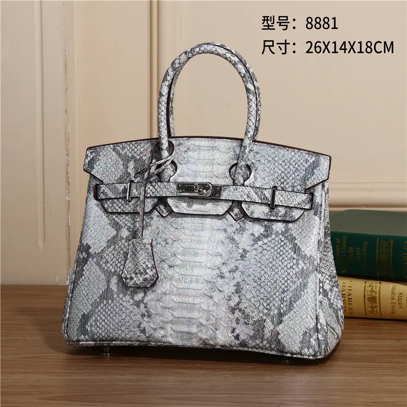 New Genuine Leather Women's Handbag Colorful Snakeskin Large Capacity Himalayan Platinum All-match High-end Shoulder Crossbody Bag