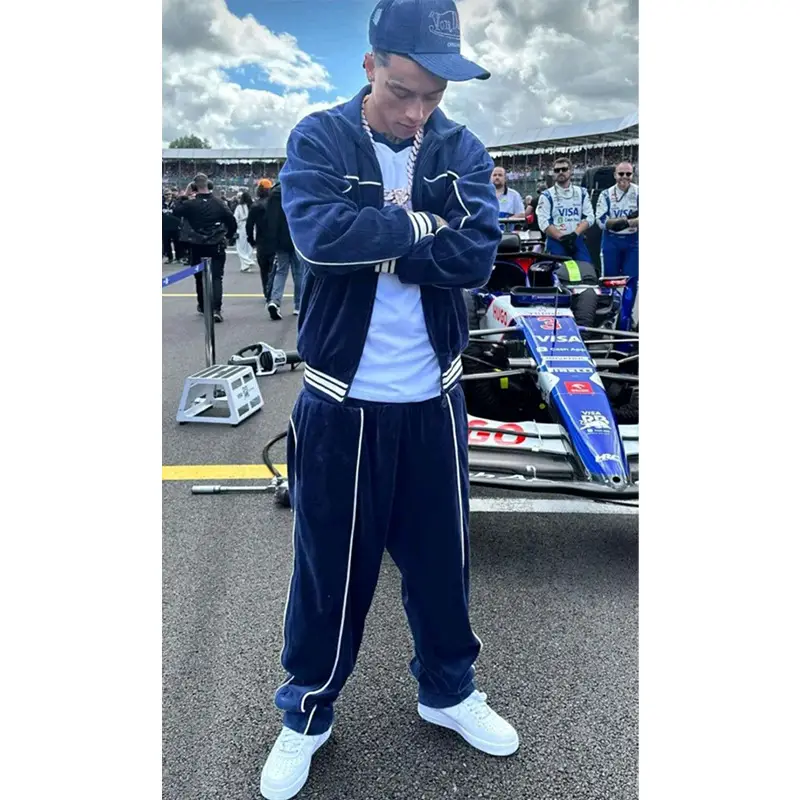 HMP British hip-hop street velvet stand-up collar jacket jacket men's tide leisure suit centralcee same style