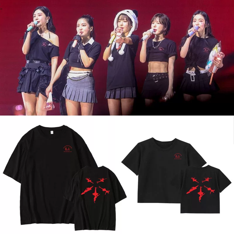 Red Velvet Concert RtoV Same Style Half Short Sleeve T-shirt Loose Cotton Supporting Umbilical Tapping Song Clothes