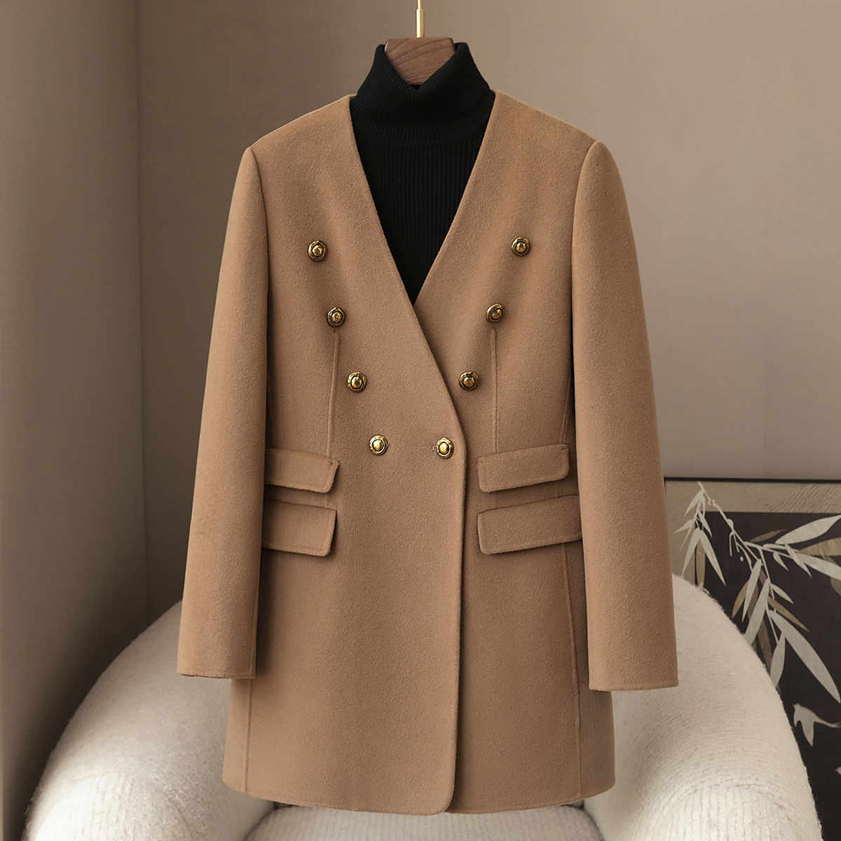 Small Quantity of Clothing Spring New Women's 30 Cashmere Woolen Outwear 2025 Classic Double-Breasted Double-Sided Woolen Outwear