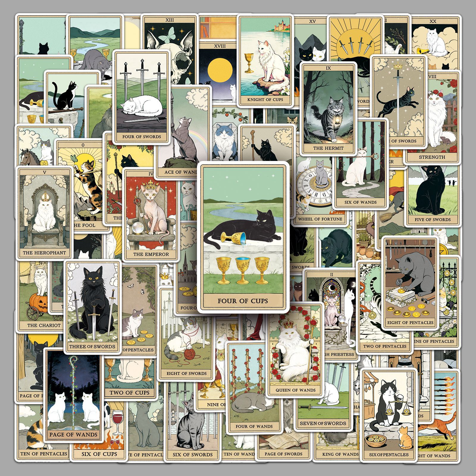 78 cat tarot graffiti personality cross-border trend creative DIY skateboard mobile phone luggage stickers waterproof