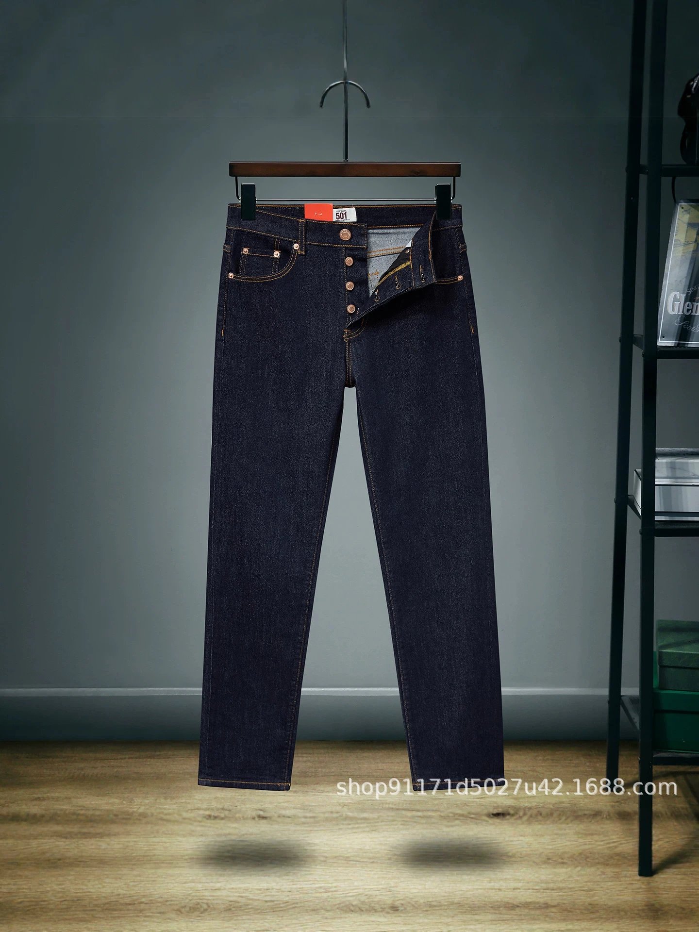LVS American 511 Straight Jeans 505 501 Button Classic Wash