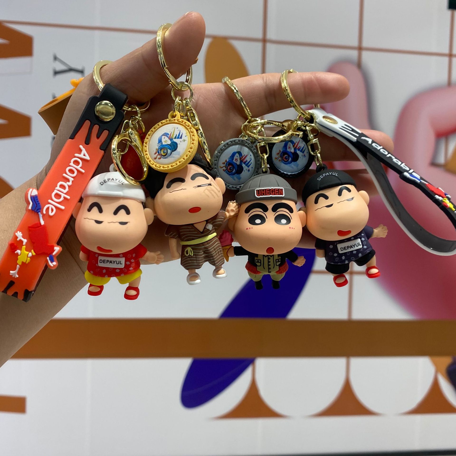 Trendy cool small new doll key chain cute pvc doll car key pendant couple schoolbag pendant keychain