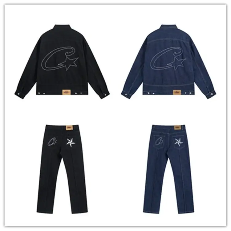 Foreign Trade Trendy Casual Suits High Street Men and Women Couple Fashion Denim Jacket Casual Jeans