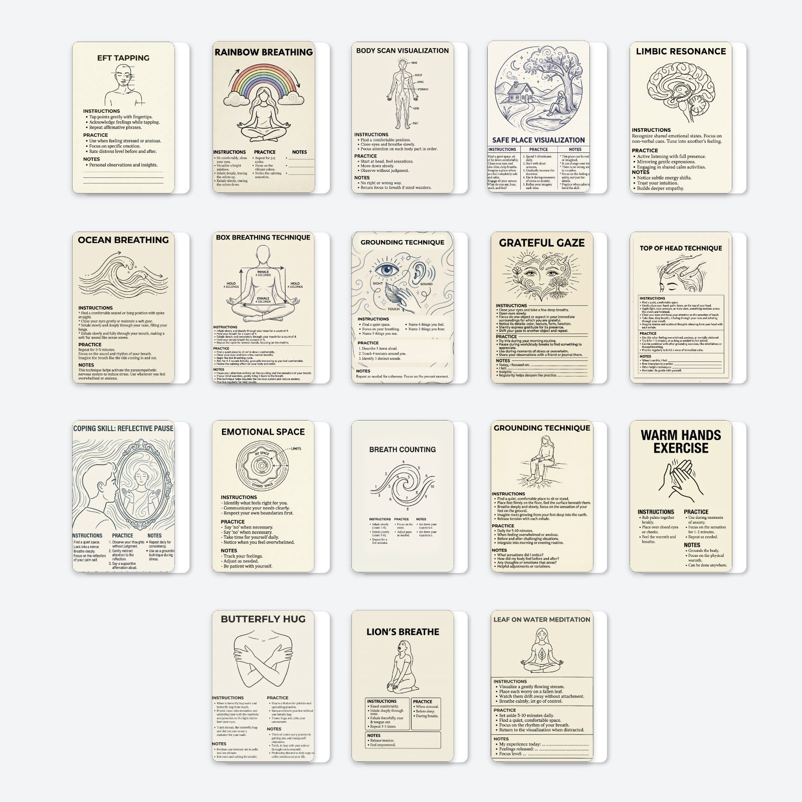Cross-Border New Model 18-Piece Emotional Regulation Cards, Journaling, Psychotherapy, Decorative Desktop Ornaments, Text Cards Wholesale