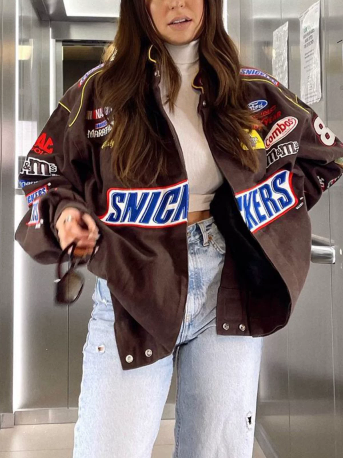 Oversize Printed Jacket Hip-Hop Baseball Coat Women's Baseball Jacket