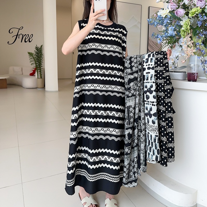 Summer New Chiffon Dress Sleeveless Versatile Dress for Women 2025 Elegant Fashion Vest Dress for Women