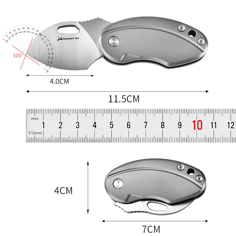Titanium Alloy Edc Lightweight Outdoor Titanium Folding Knife, Practical 14C28N Steel Folding Titanium Alloy Knife with Sandblasting Finish