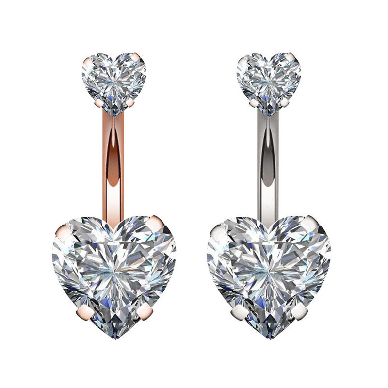 Cross-border e-commerce new double love navel ring creative zircon navel buckle navel ring puncture jewelry