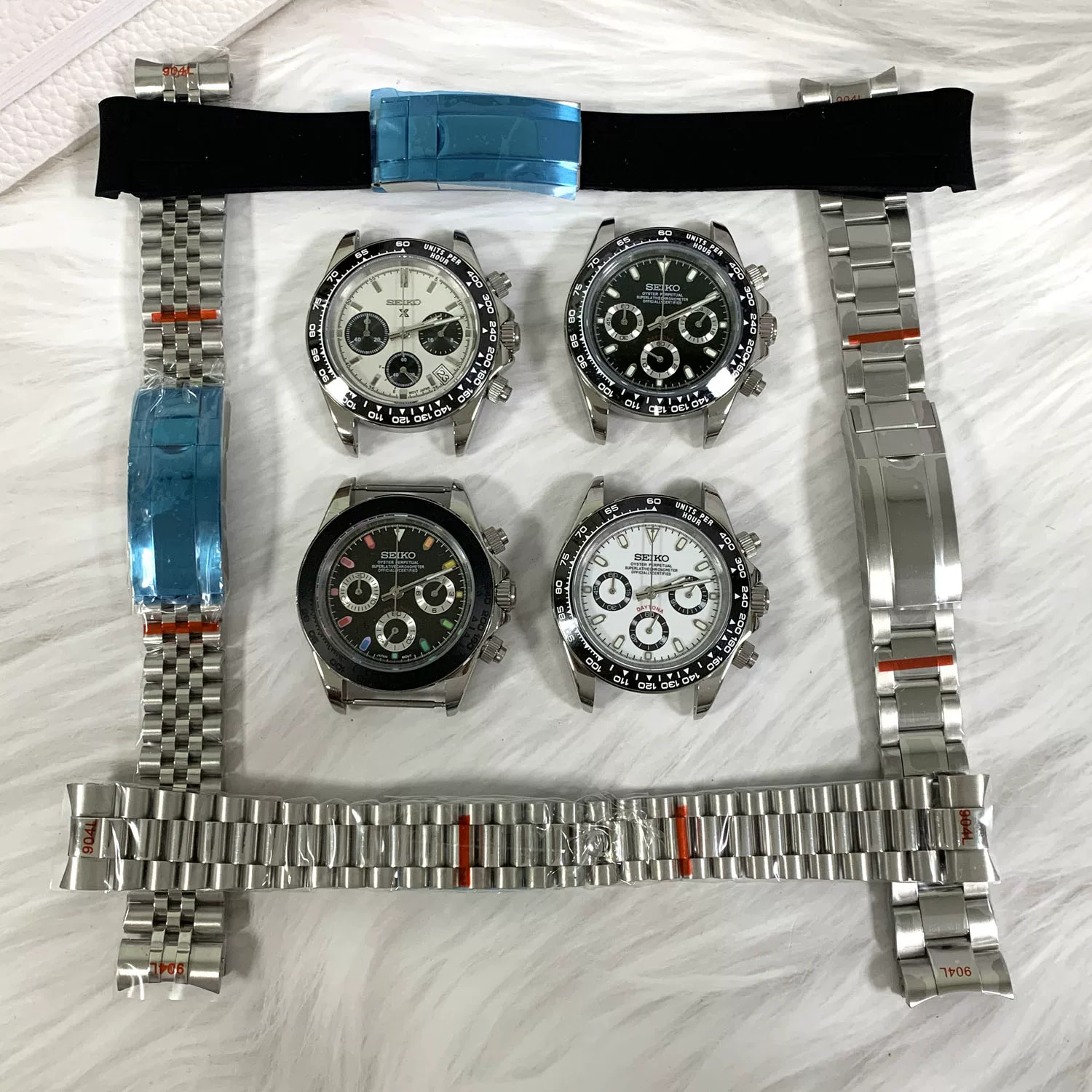 New Stainless Steel Watch 39mm Multifunctional Quartz Vk63 Movement Steel Strap Sapphire Glass Bezel