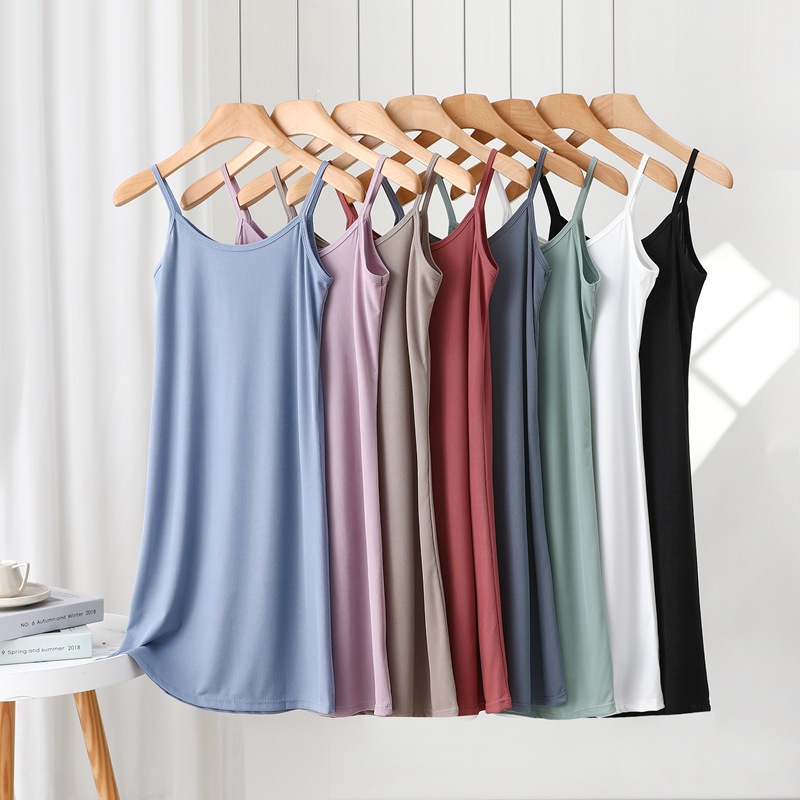 Spring and Summer new Ice Silk suspender skirt women's thin loose slimming sleeveless dress bottoming underskirt long A- line skirt