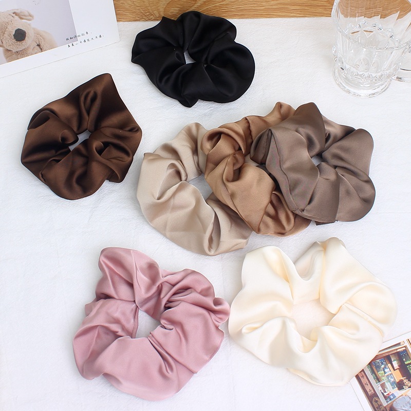 High-grade silk-like satin large intestine hair band Simple French wide hair rope net red rubber band hair rope ball hair accessories
