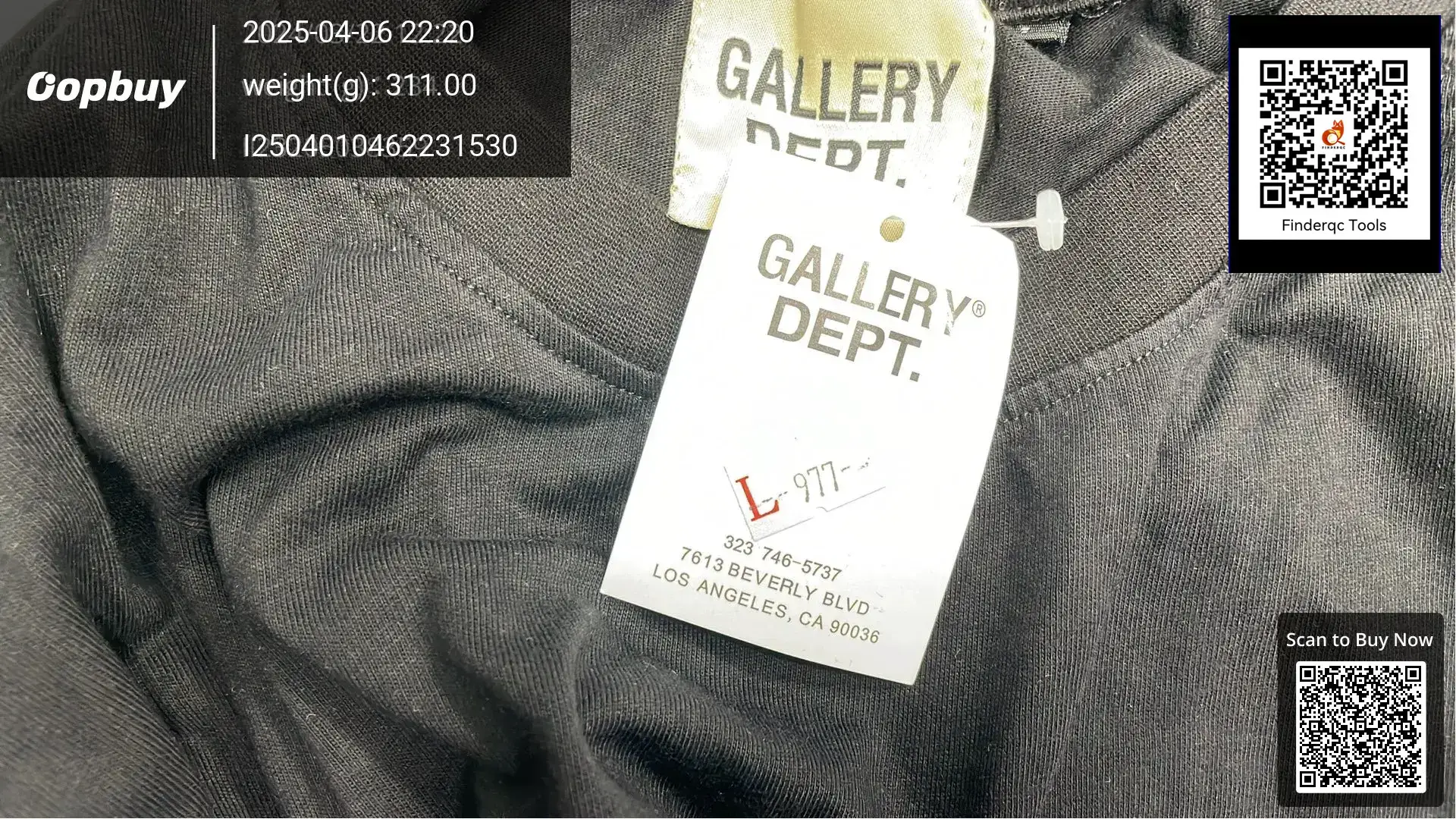 Gallery Dept Classic Letter Slogan Arm Logo Printed Round Neck Waffle Bottoming Long-Sleeved T-Shirt