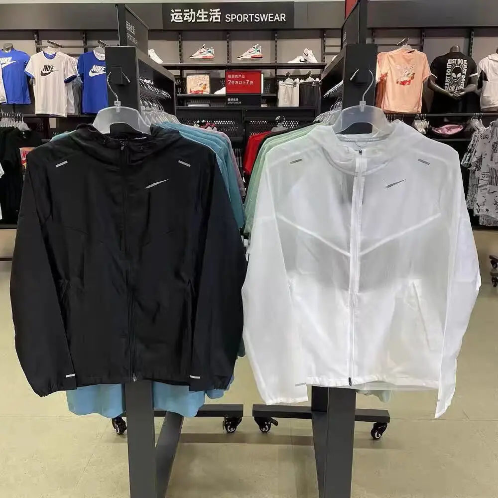 Thin Jacket Men's Outdoor Sports Windproof Jacket Casual Versatile Hooded Quick-Drying Woven Running Fitness Sun Protection Clothing