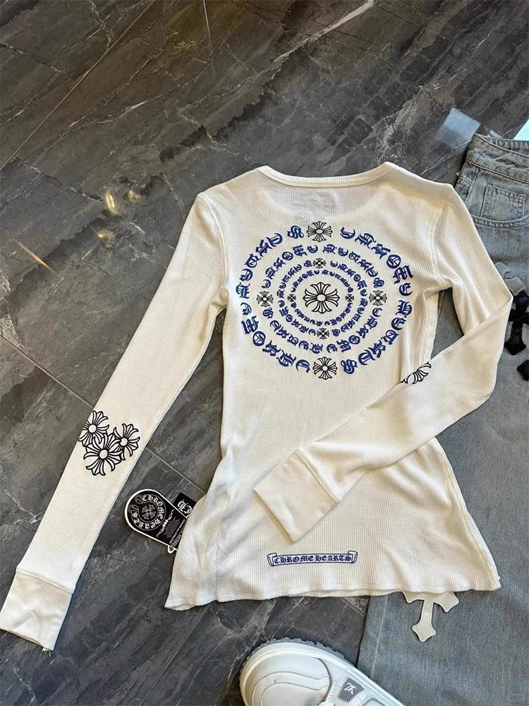 American High Street Style Long-Sleeve T-Shirt for Women, 2025 Spring/Summer New Slim-Fit Printed Pure Desire Style Base Layer Top
