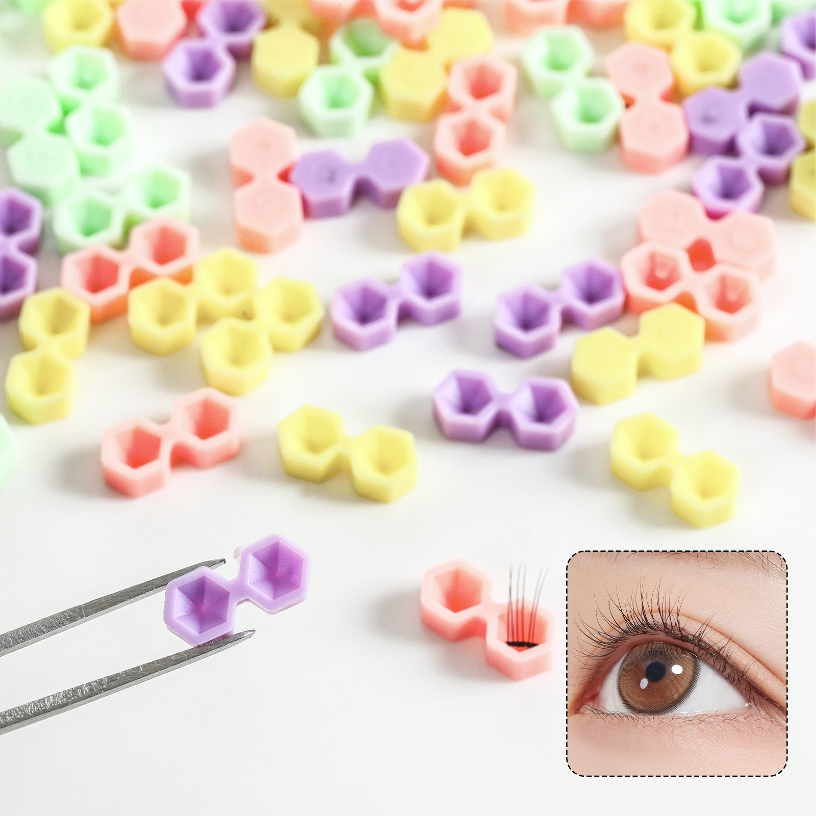 in stock wholesale new eyelash diamond glue cup two-hole tapered glue delay cup planting false eyelashes auxiliary