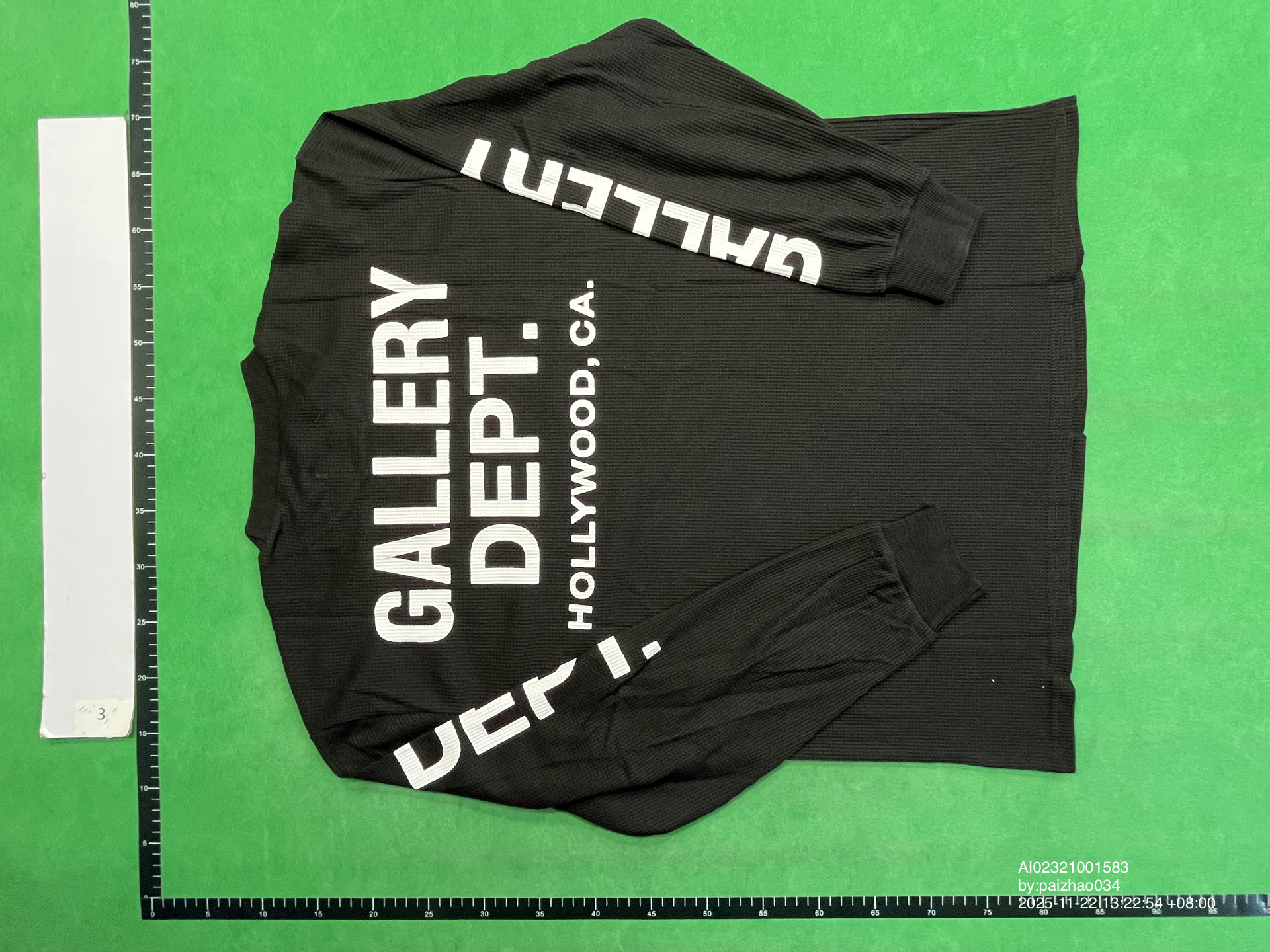 Gallery Dept Letter Print Logo High Street Trendy Waffle Long-Sleeve T-Shirt Autumn Loose Base Shirt QC