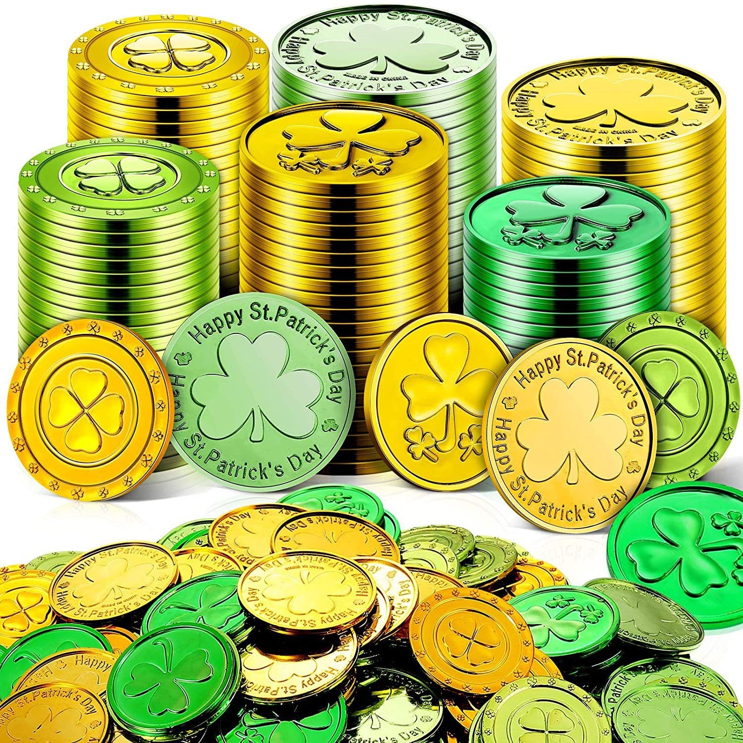 Irish Festival Clover Plastic Gold Coins St. Patrick's Day Game Lottery Chips Coins Pack Cross-Border Iridescent