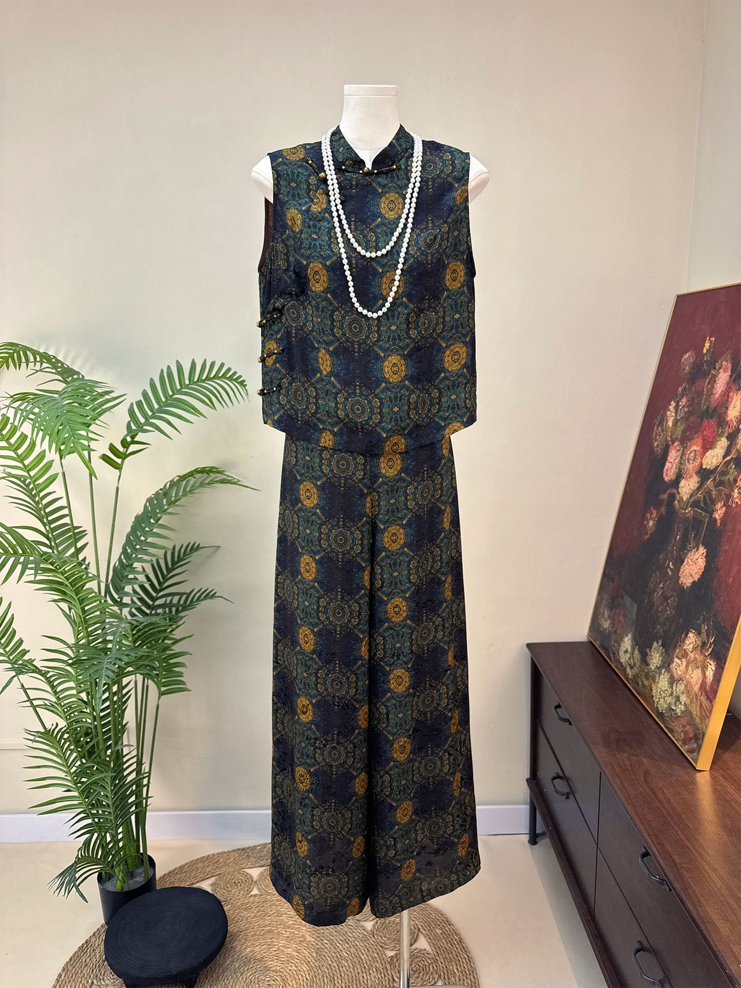 【Zhi Li】New Chinese-Style Retro Vest Set 2026 Summer New National Style Stand-Collar Top and Pants Set for Women