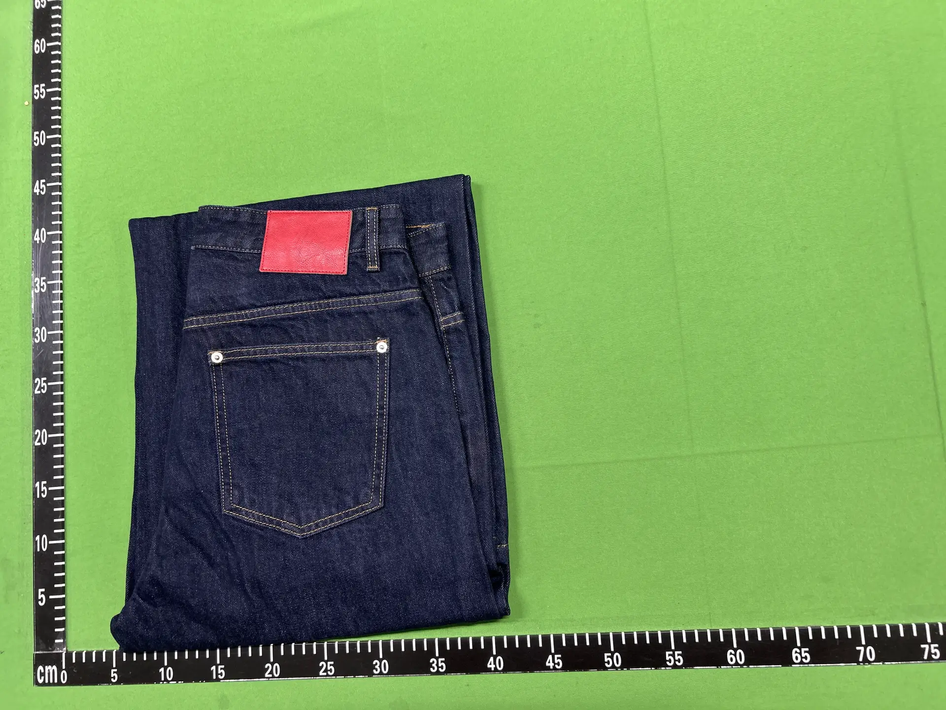 Fm Deep Blue Jeans with Red Leather Patch