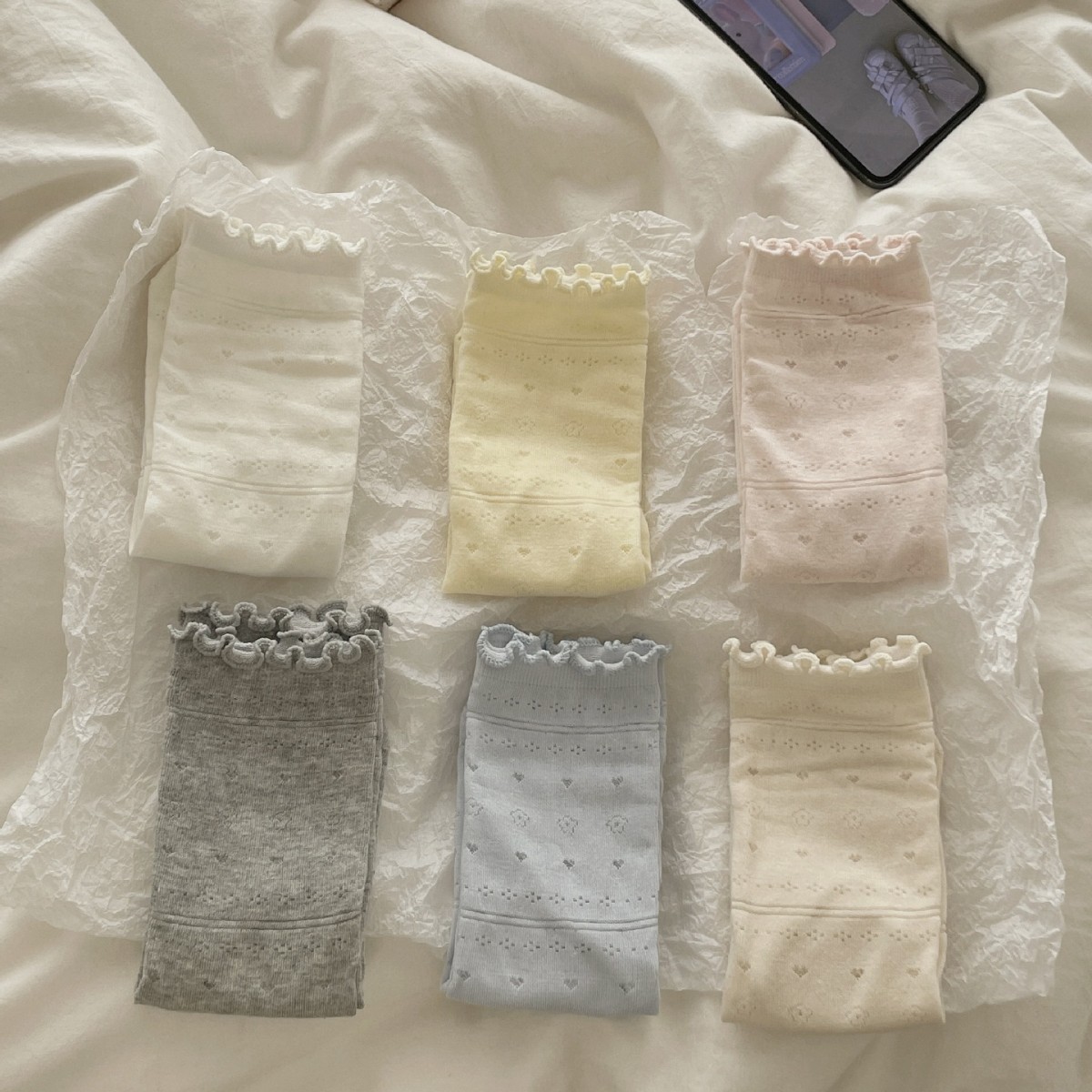 New Style Socks for Spring and Summer, Thin Lace Mid-Calf Socks with Mesh Floral Hollow Design, Japanese Style Versatile Summer Socks