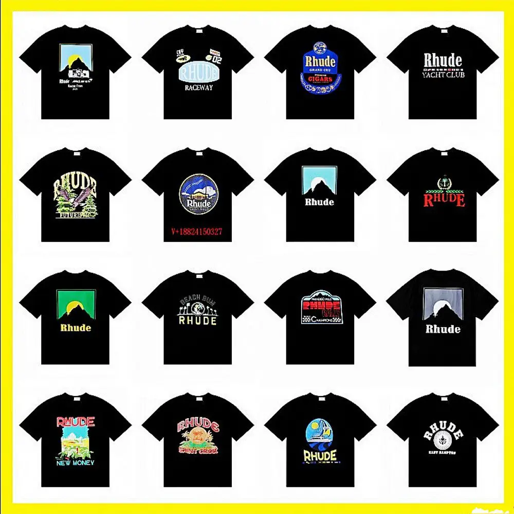 2024 U.S. tide RHU Marlboro HD printing men and women DE casual round neck short sleeve T-shirt wholesale foreign trade