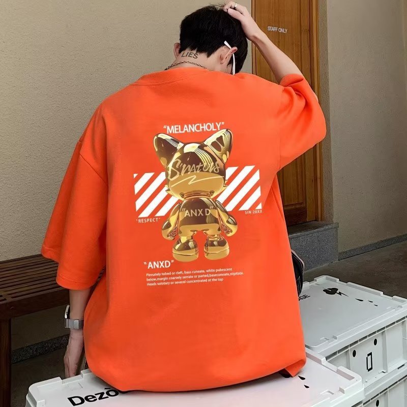 Hong Kong style short sleeve T-shirt men's summer loose ins fashion brand men's top men's clothes half sleeve T-shirt men's wholesale