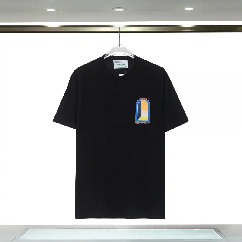 Long-Term Foreign Trade New Product Casablanca Short-Sleeved Fantasy Gate Letter Logo Printed Personalized Round Neck Short