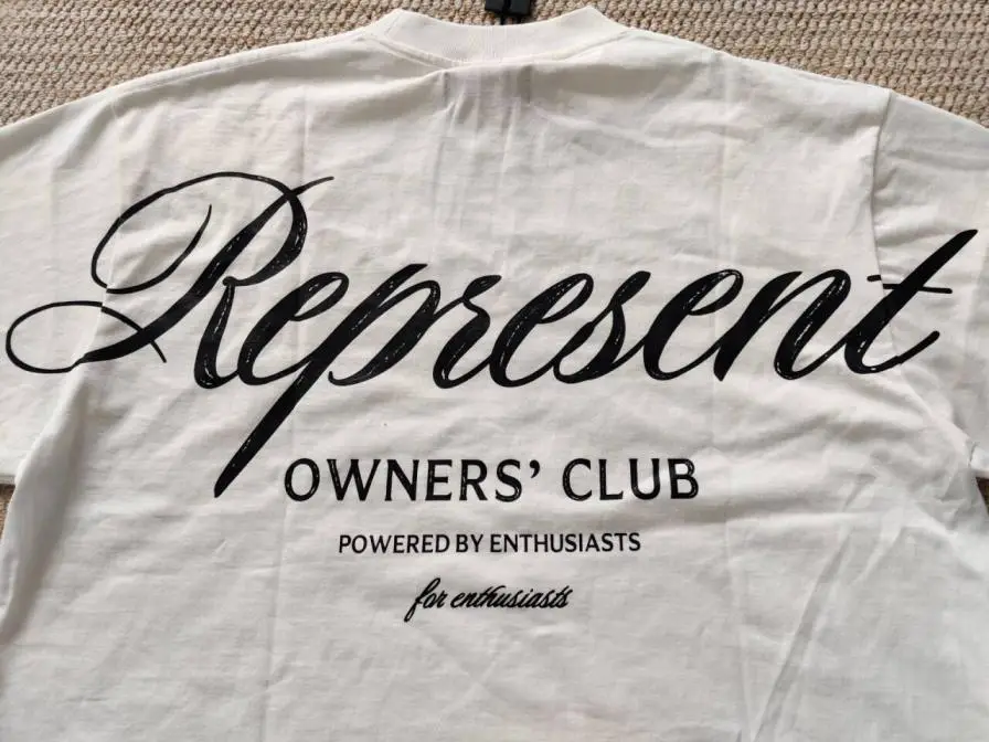 REPRESENT TRACK Straw Letter Print American Cotton Loose Men's Couple's Top Short Sleeve T-Shirt