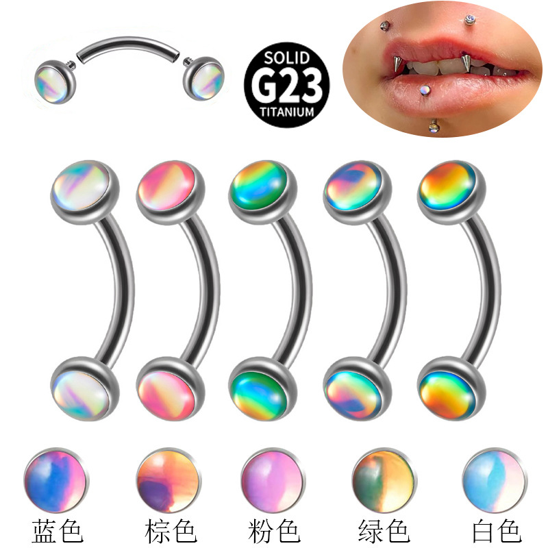 G23 Titanium Alloy Curved Rod Eyebrow Nail Phantom Inner Tooth Curved Rod Eyebrow Ring Double-Ended Piercing Earrings Eyebrow Earrings 4mm Earrings