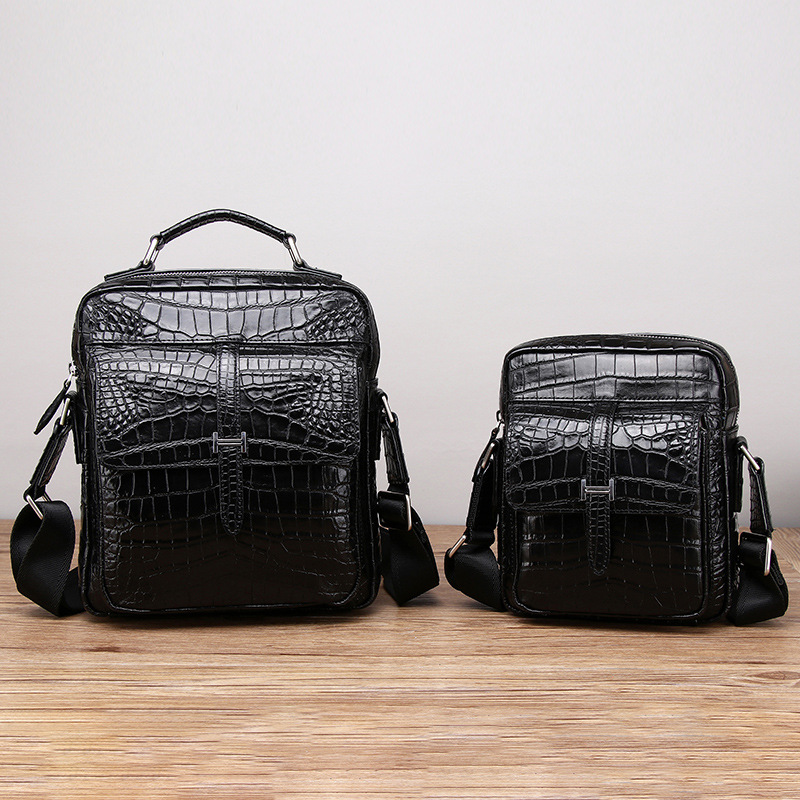 Crocodile Belly Pattern Men's Shoulder Bag, First Layer Cowhide Business Men's Bag, Crossbody Bag, Genuine Leather, Simple and Versatile, Casual