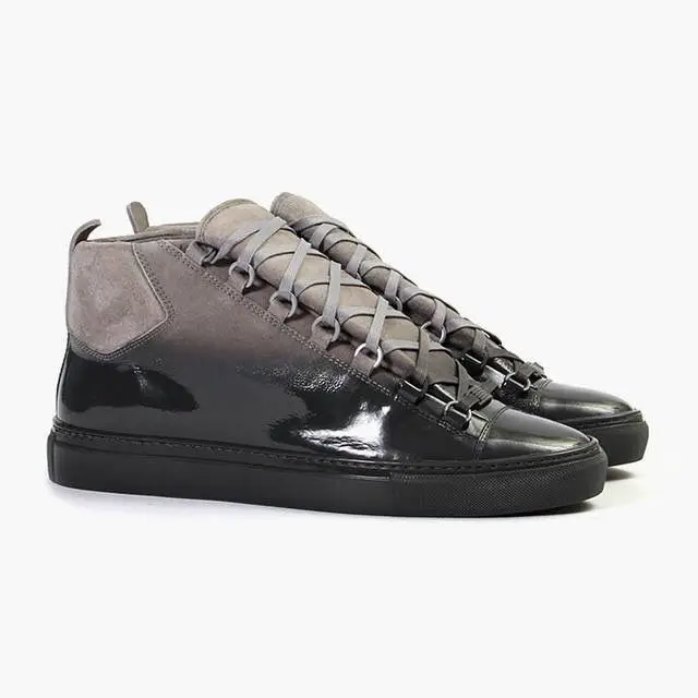 In-Stock New Foreign Trade Large Size Color-Blocking Paris Ins Trendy Spray-Painted High-Top Men's Genuine Leather Sneakers