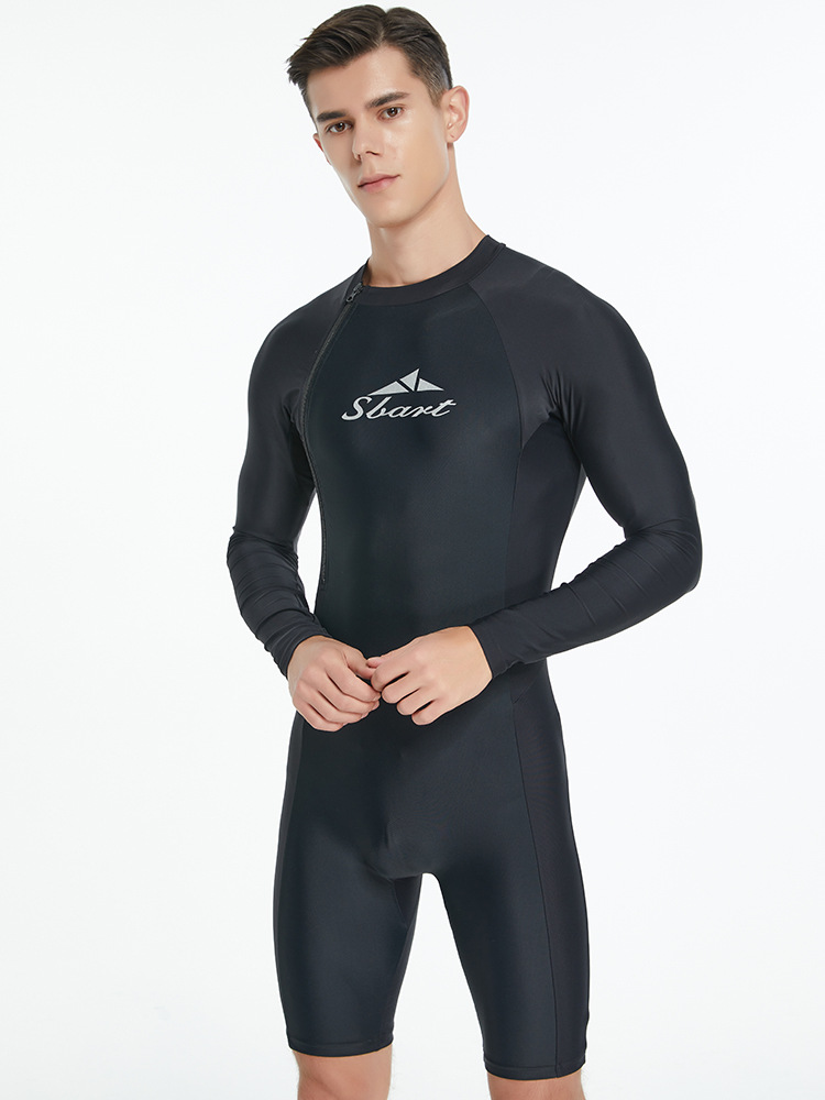 Shabart Men's Swimsuit Tight Long Sleeve Sun-proof Quick-drying Travel Vacation Swimming Surfsuit Swimsuit
