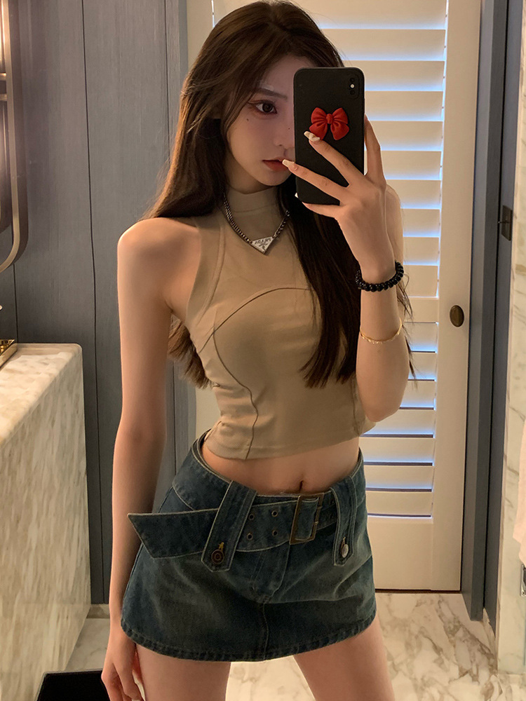 New Sexy Denim Short Skirt with Lined Anti-exposure Hip Skirt, Summer Design, High Waist and Slimming Look 2024 Versatile