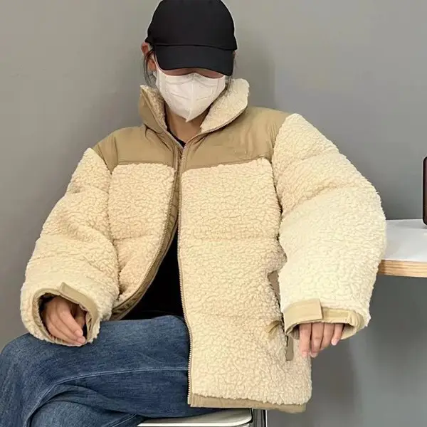 Cross-Border Hot-Selling Lamb Velvet Sports Double-Sided Cotton Outwear for Men and Women Winter Fleece Thickeneded Warm Bread Jacket Stand Collar