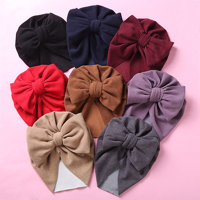 European and American Baby Fetal Hat New Imitation Cashmere Bow Children's Indian Hat Pullover Hat Baby Wrapping Hat